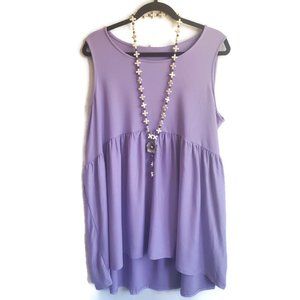 Plus Size Tank Sleeveless Summer Flowy Buttery Soft Lavender 1X